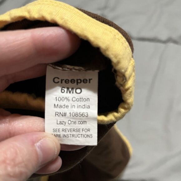 Lazy One Baby Infant Boy One-Piece Bodysuit Creeper Big Shot Brown 6 Months - Picture 7 of 7